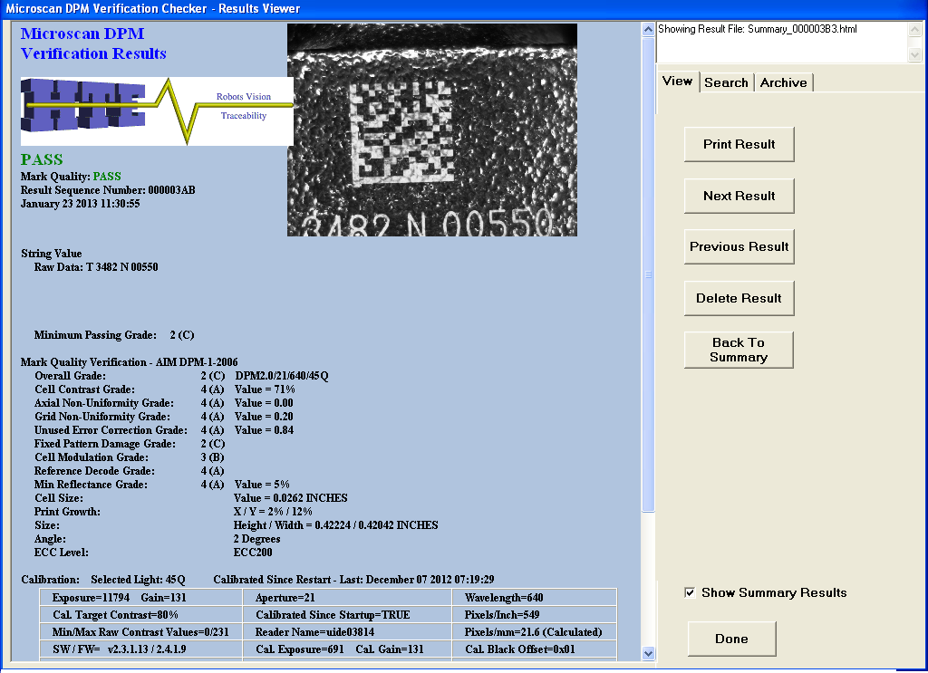 Bar code quality verification